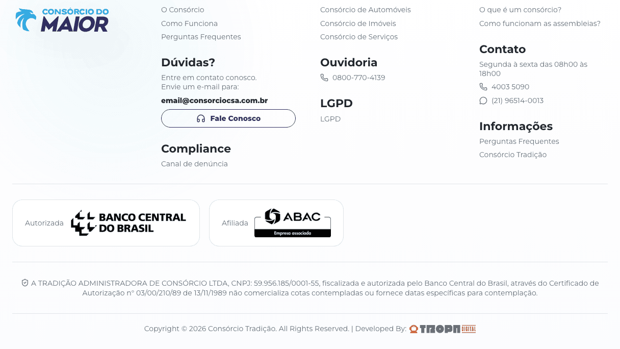Consórcio do Maior tela desktop 10