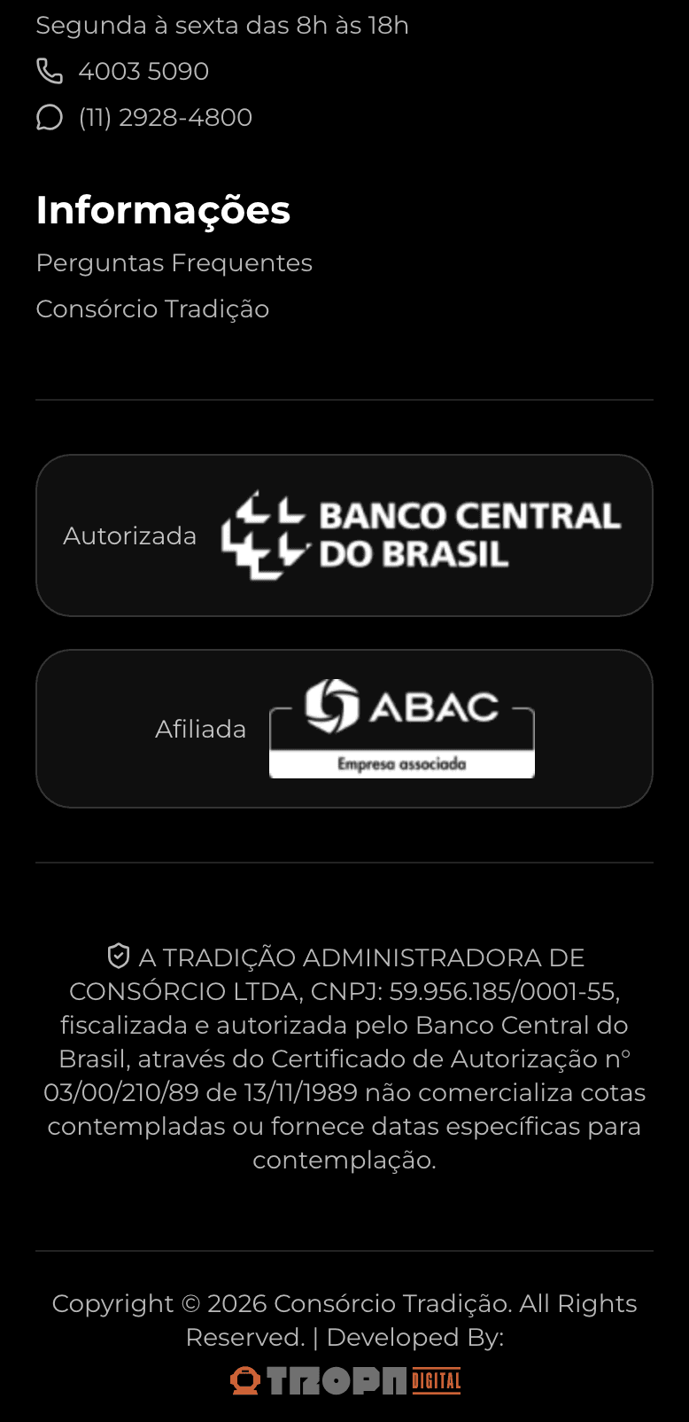 Tela mobile do case consorcio-do-peixe