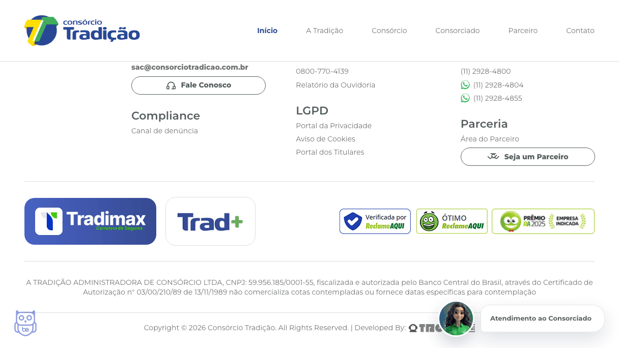 Consórcio Tradição tela desktop 13